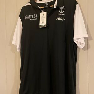 NEW Fiji Airways Sevens Performance Men’s Rugby Black Polo XL NWT